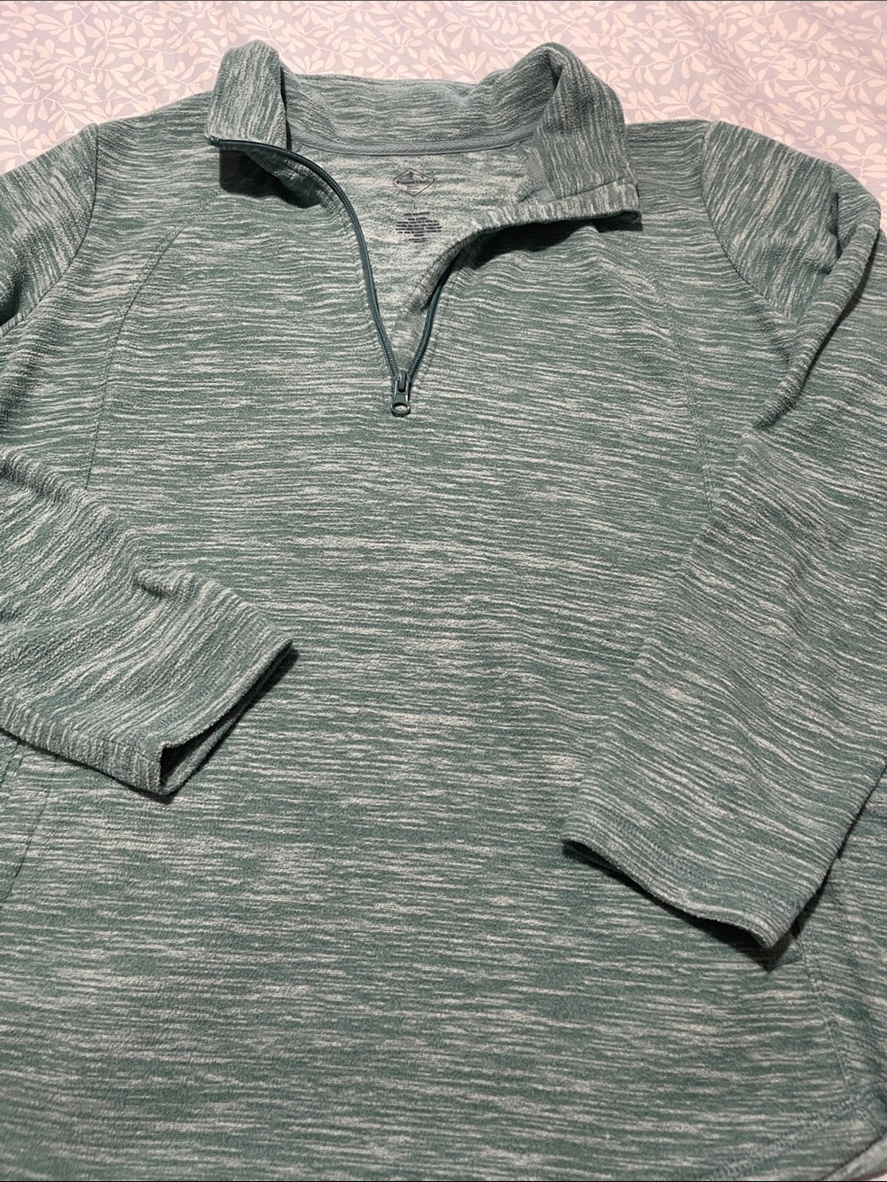 Women’s St John’s bay Heathered Green Quarter-Zip Sweater